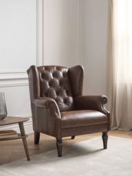 John Lewis Claverdon II Leather Armchair, Dark Leg, Galveston Bark - thumbnail 2