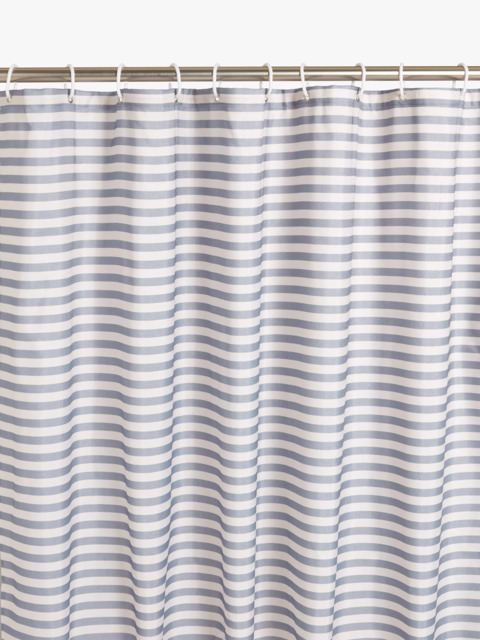 John Lewis Textured Seersucker Horizontal Stripe Recycled Polyester Shower Curtain, Thistle - image 1