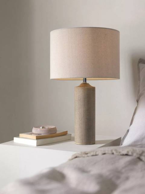 John Lewis Ribbed Wood Table Lamp, Brown