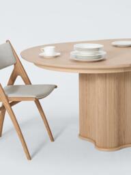 John Lewis Tambour Round Wood 4-6 Seater Extending Dining Table, Oak - thumbnail 3