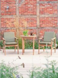 KETTLER Meadow 2-Seater Round Garden Bistro Table & Chairs Set, FSC-Certified (Acacia Wood), Natural/Green - thumbnail 2