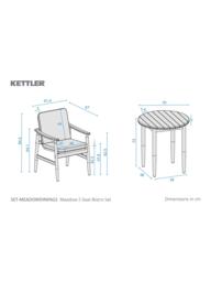 KETTLER Meadow 2-Seater Round Garden Bistro Table & Chairs Set, FSC-Certified (Acacia Wood), Natural/Green - thumbnail 5