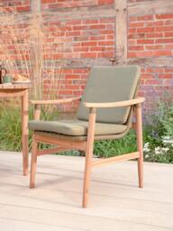 KETTLER Meadow 2-Seater Round Garden Bistro Table & Chairs Set, FSC-Certified (Acacia Wood), Natural/Green - thumbnail 3