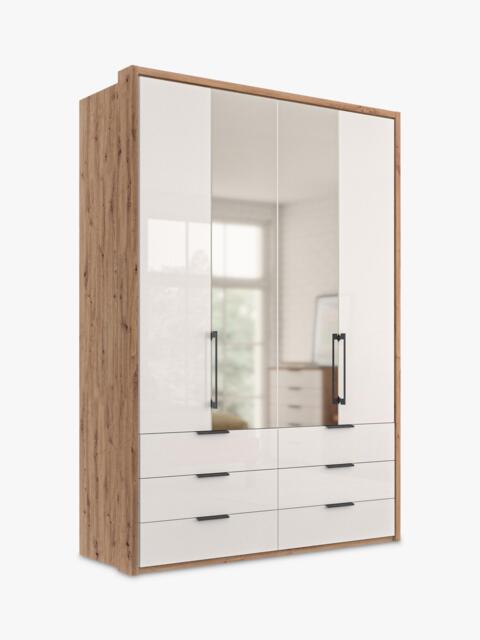 John Lewis Osaka 1.5m Bi-Fold Wardrobe with 2 Glass Doors, 2 Mirrored Doors & 6 Glass Drawers - image 1
