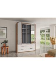 John Lewis Osaka 1.5m Bi-Fold Wardrobe with 2 Glass Doors, 2 Mirrored Doors & 6 Glass Drawers - thumbnail 3