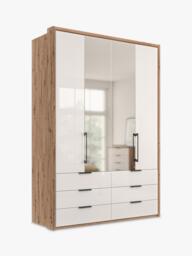 John Lewis Osaka 1.5m Bi-Fold Wardrobe with 2 Glass Doors, 2 Mirrored Doors & 6 Glass Drawers - thumbnail 1