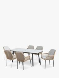 LG Outdoor Malibu 6-Seater Rectangular Garden Dining Table & Chairs Set - thumbnail 1