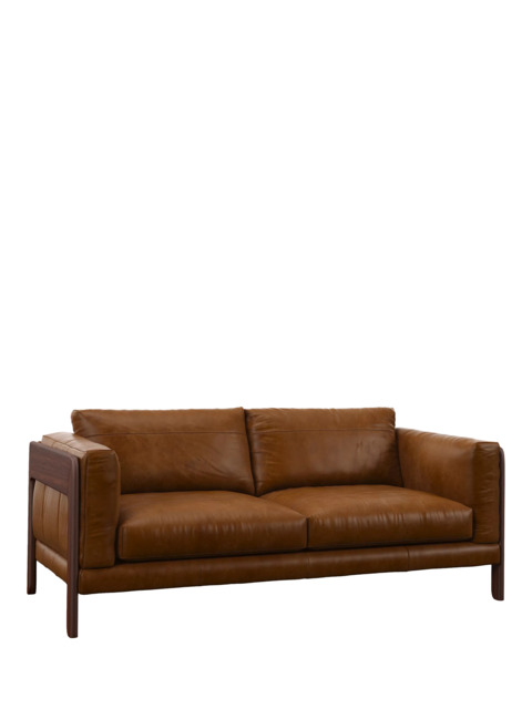 John Lewis Nest Large 3 Seater Leather Sofa, Dark Leg - image 1