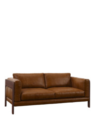 John Lewis Nest Large 3 Seater Leather Sofa, Dark Leg - thumbnail 1