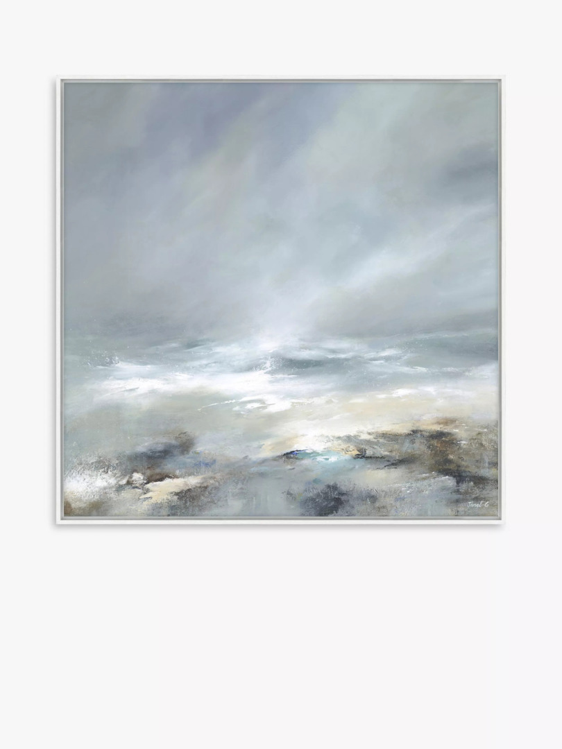 Toile Encadrée John Lewis "Mer Au Rivage" 104x104 Cm - Janet Gammans - Neuf Avec Léger Défaut