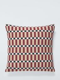 John Lewis Grid Geometric Indoor/Outdoor Cushion, Burnt Umber - thumbnail 1