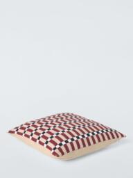 John Lewis Grid Geometric Indoor/Outdoor Cushion, Burnt Umber - thumbnail 3