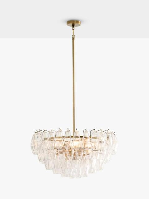 Pottery Barn Florence Large Crystal Chandelier Ceiling Light, Vintage Brass - image 1
