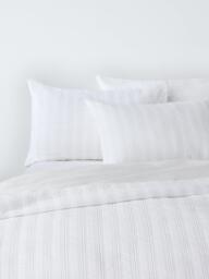 John Lewis Avon Waffle Stripe Duvet Cover Set, White - thumbnail 1