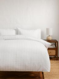 John Lewis Avon Waffle Stripe Duvet Cover Set, White - thumbnail 6