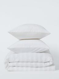 John Lewis Avon Waffle Stripe Duvet Cover Set, White - thumbnail 5
