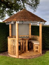 Breeze House Oasis Signature Cedar Shingle Roof Circular Gazebo, FSC-Certified (Scandinavian Redwood) - thumbnail 2