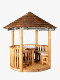 Breeze House Oasis Signature Cedar Shingle Roof Circular Gazebo, FSC-Certified (Scandinavian Redwood) - thumbnail 3