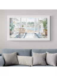 John Lewis Richard Macneil 'Harbour View' Framed Print, 110 x 60cm, Blue/White - thumbnail 2