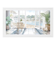 John Lewis Richard Macneil 'Harbour View' Framed Print, 110 x 60cm, Blue/White