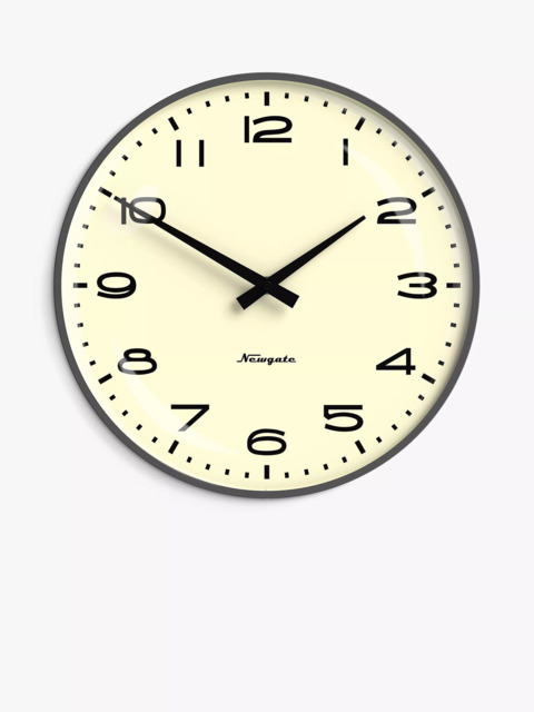 Newgate Clocks Radio City Quartz Silent Sweep Analogue Wall Clock, 33cm, Blizzard Grey