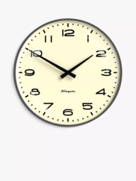 Newgate Clocks Radio City Quartz Silent Sweep Analogue Wall Clock, 33cm, Blizzard Grey - thumbnail 1