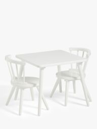 John Lewis Kids' Spindle Table and Chairs Set, White - thumbnail 1