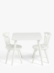John Lewis Kids' Spindle Table and Chairs Set, White - thumbnail 2