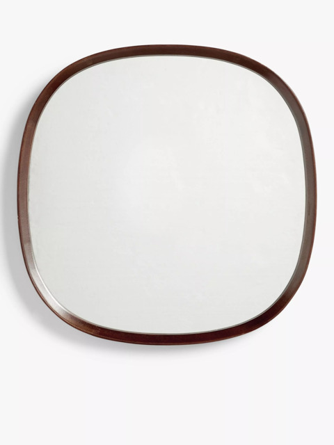 John Lewis Mid Century Square Wood Wall Mirror, 65 x 65cm, Walnut - image 1