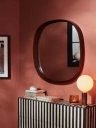 John Lewis Mid Century Square Wood Wall Mirror, 65 x 65cm, Walnut - thumbnail 5