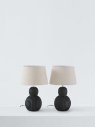 John Lewis Urchin Ceramic Table Lamp, Set of 2, Black - thumbnail 2