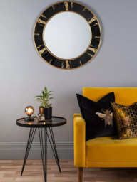 Där Sidone Round Wall Mirror, 80cm, Black/Gold - thumbnail 5