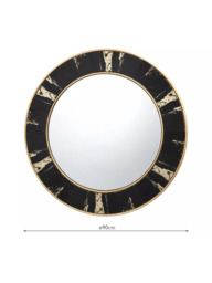 Där Sidone Round Wall Mirror, 80cm, Black/Gold - thumbnail 4