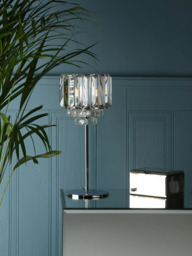 Laura Ashley Vienna Crystal Table Lamp, Clear/Polished Chrome - thumbnail 2