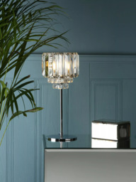 Laura Ashley Vienna Crystal Table Lamp, Clear/Polished Chrome - thumbnail 1
