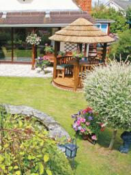 Breeze House Oasis Classic Cape Reed Thatch Roof Circular Gazebo, FSC-Certified (Scandinavian Redwood) - thumbnail 6
