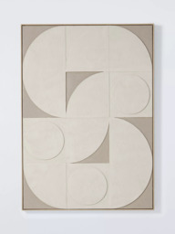 John Lewis 'Neutral Shapes' Framed Hand Painted 3D Canvas, Neutral - thumbnail 1