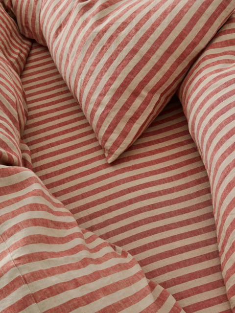 Piglet in Bed Pembroke Stripe Linen Blend Fitted Sheet - image 1
