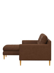 John Lewis Draper II LHF Chaise Leather Sofa, Light Leg - thumbnail 3
