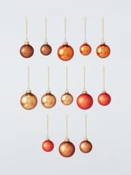 John Lewis Glass Baubles, Box of 42, Amber - thumbnail 1
