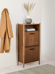 John Lewis Mid Century Shoe Cabinet, 2 Tier, Natural Honey - thumbnail 2