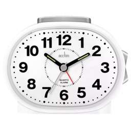 Acctim Lila Non-Ticking Sweep Analogue Alarm Clock, White - thumbnail 2