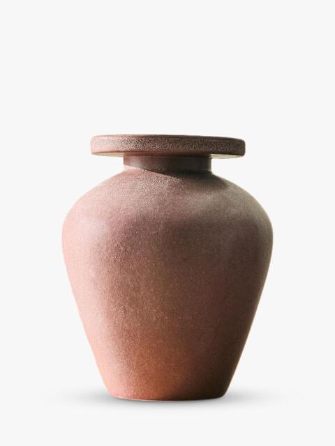 West Elm Orla Ceramic Urn Vase, H24cm, Dark Brown - image 1