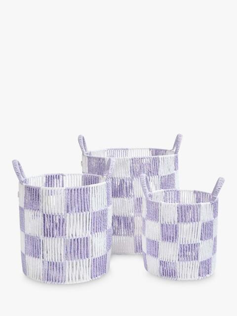 Avery Row Checkerboard Basket, Set of 3, Lilac - image 1
