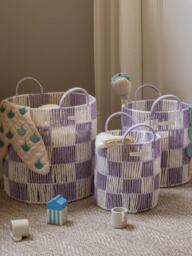 Avery Row Checkerboard Basket, Set of 3, Lilac - thumbnail 2