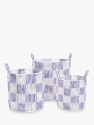 Avery Row Checkerboard Basket, Set of 3, Lilac