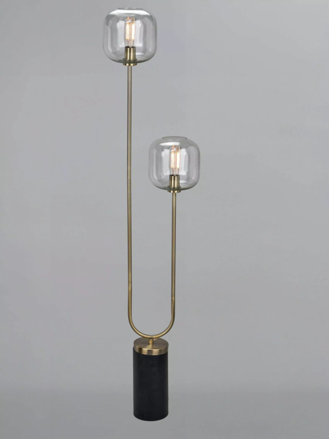 Pacific Florence Glass Floor Lamp, Black/Gold - image 1
