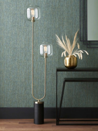 Pacific Florence Glass Floor Lamp, Black/Gold - thumbnail 3