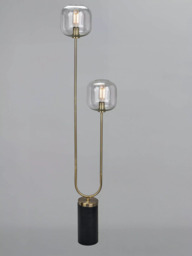 Pacific Florence Glass Floor Lamp, Black/Gold - thumbnail 1