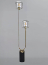 Pacific Florence Glass Floor Lamp, Black/Gold - thumbnail 2